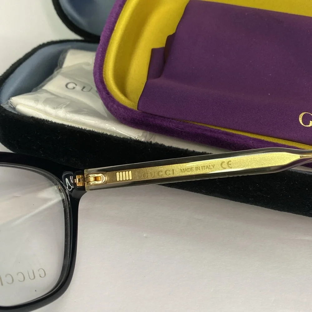 Gucci Seasonal-Icon GG0566O 001 Eyeglasses unisex Black/Crystal 52-18-140mm